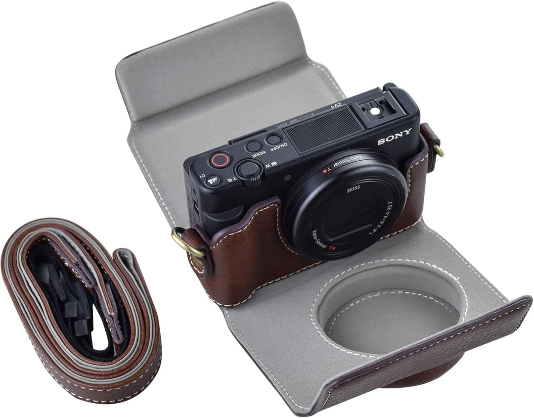 Rieibi ZV1 Tasche – Vintage Kameratasche aus PU-Leder für Sony ZV1 ZV-1 DSLR-Kamera – Schutzhülle mi