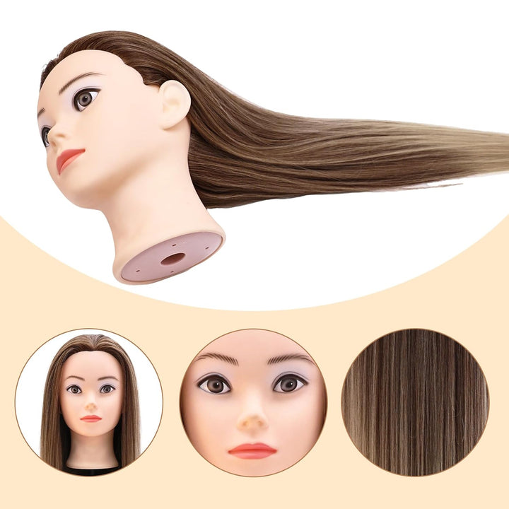 28–29 Zoll Mannequin Kopf 100% Kunsthaar,Frisierkopf für Übungskopf Friseur,Frisier Puppe Haare Flec