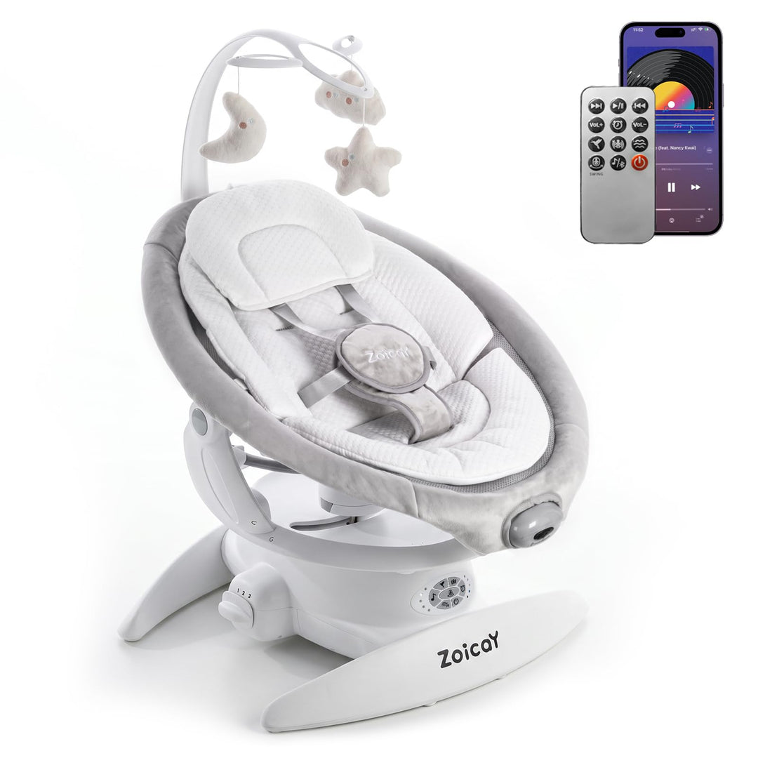Baby wippe Zoicay 3-in-1 Babywippe Elektrisch für Neugeborene mit 9 modi 360° Drehbar und Schaukel A