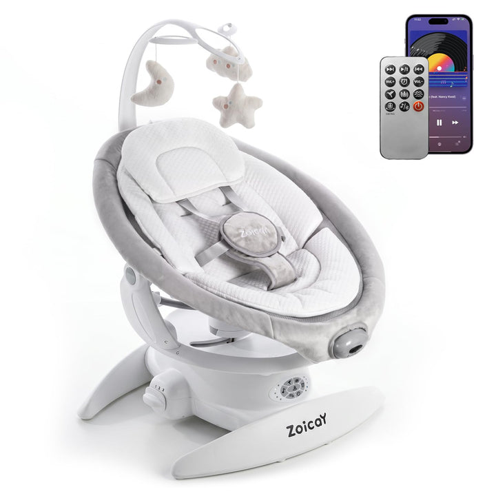 Baby wippe Zoicay 3-in-1 Babywippe Elektrisch für Neugeborene mit 9 modi 360° Drehbar und Schaukel A