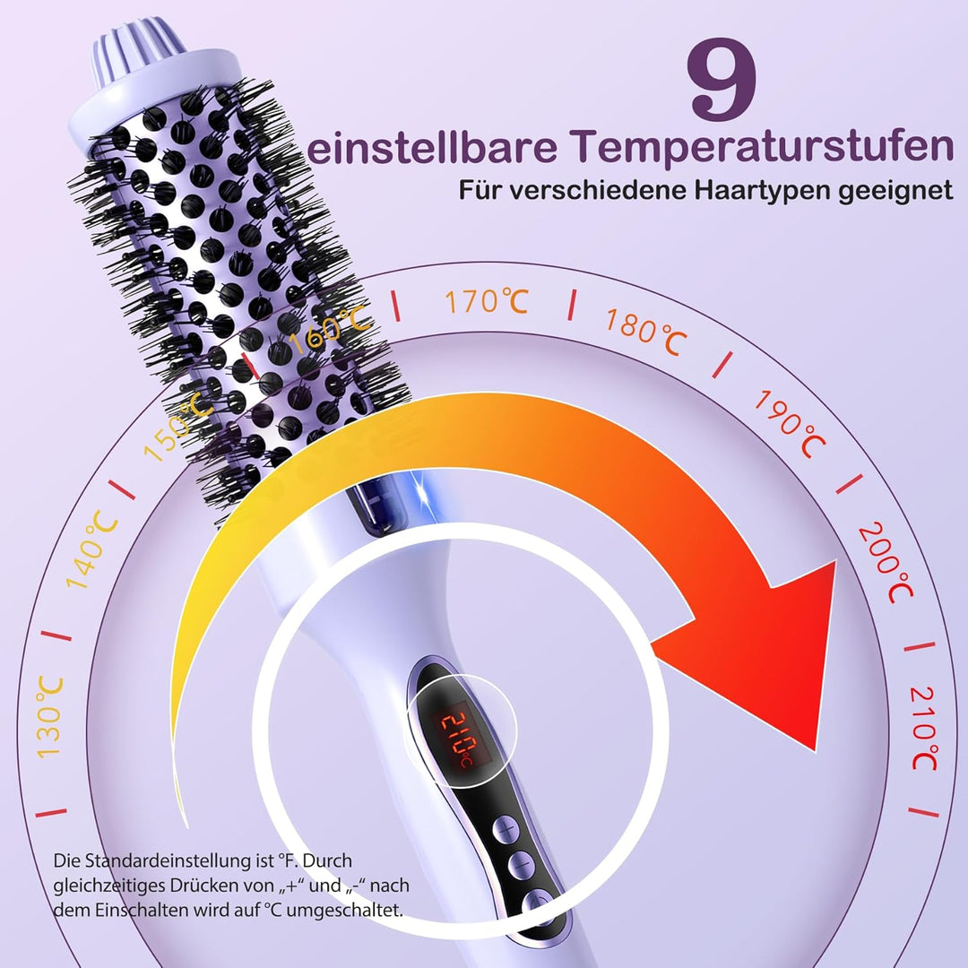 Thermobürste, Thermal Brush Ionische Lockenbürste Erhitzt zur Erzeugung Natürlicher Locken, Haarglät