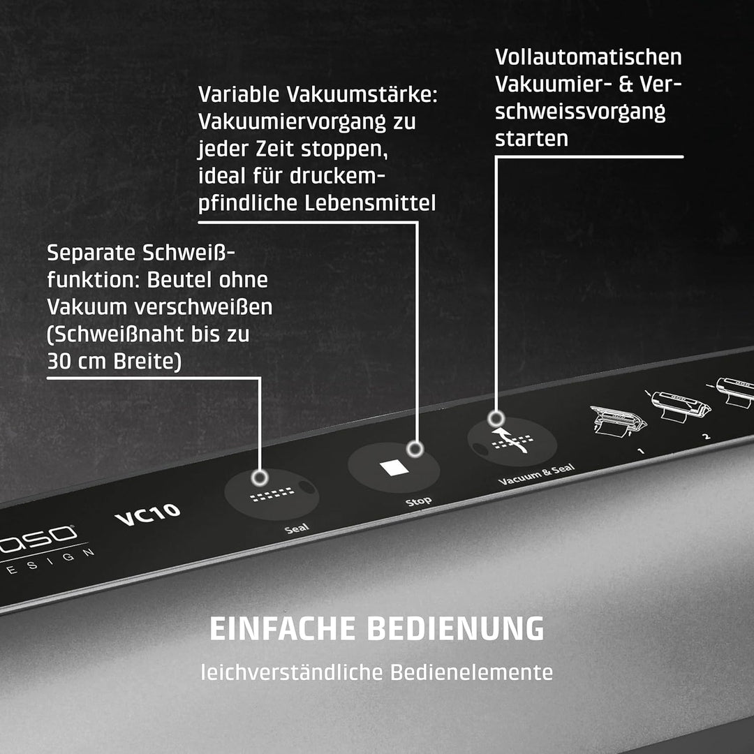 Caso 1374 VC 10 Plus Edition - inkl. grossem Zubehör Set, 30 cm Schweissnaht, variable Vakuumstärke,