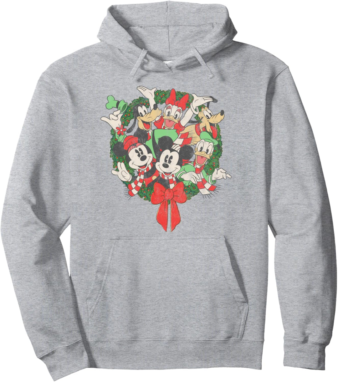 Disney Mickey And Friends Christmas Group Shot Wreath Pullover Hoodie