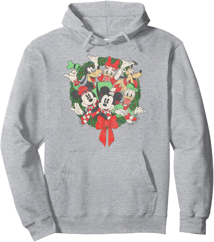 Disney Mickey And Friends Christmas Group Shot Wreath Pullover Hoodie
