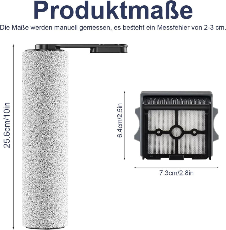 3 Bürstenrolle und 3 Filter Zubehör für Tineco Floor One Stretch S6/ S6 stretch lite/Switch S6 Stret