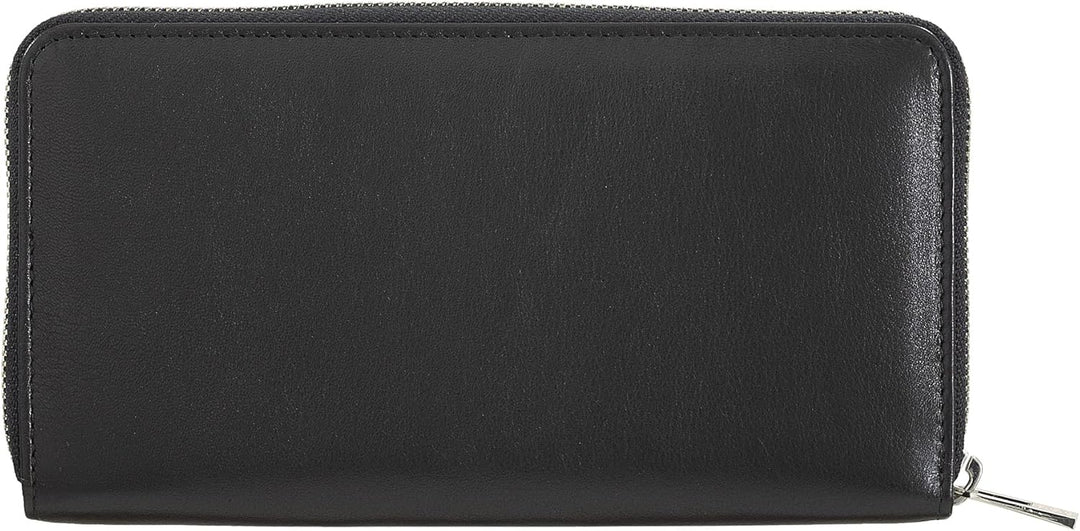 DuDu Grosse Bunte Damenbrieftasche RFID in echtem Leder mit Rundum - Reissverschluss Schwarz, Schwar
