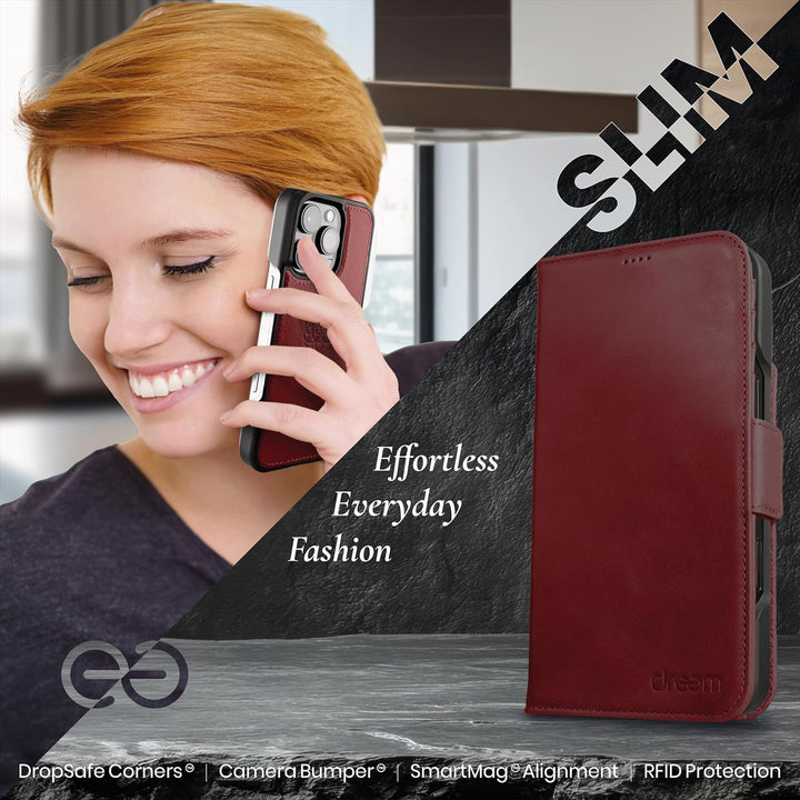 Dreem Fibonacci kompatibel mit iPhone 15 Pro Max Brieftaschen-Etui / 2-in-1 stossfestes Etui und abn