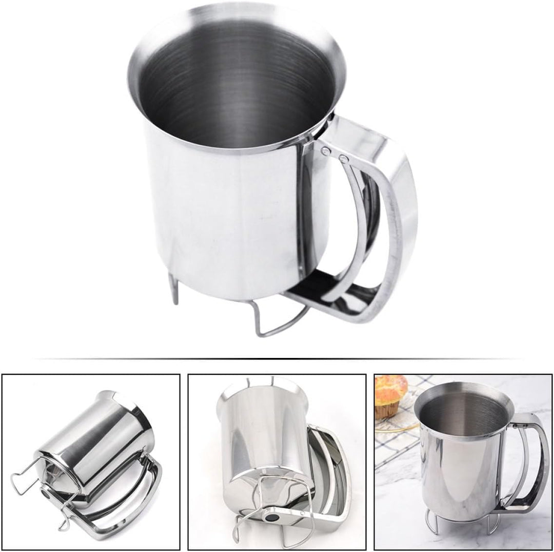 TOYANDONA Edelstahl Küchenutensil Teigspender mit Portionierfunktion Handlicher Trichter für Frühstü