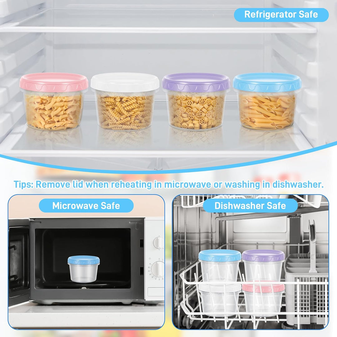 16-Pack Kleine Dosen mit Deckel Plastik, 450ML Wiederverwendbare Snackdose, Auslaufsichere Schraubve