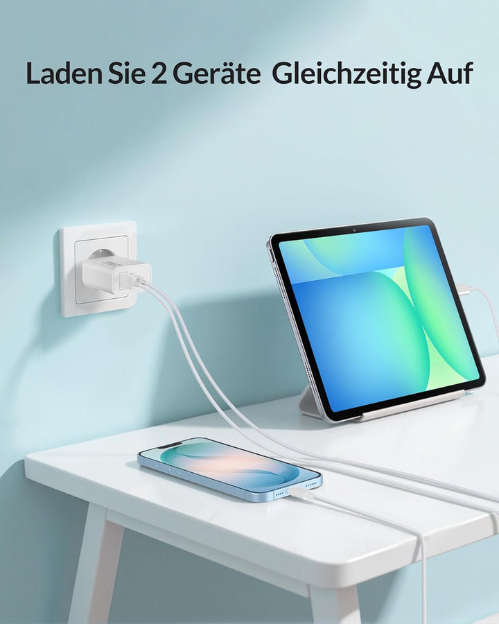 45W 2Port Schnellladegerät mit USB C Ladekabel für Samsung Galaxy S25 S24 S23 S22 Ultra 5G A56 A55 A
