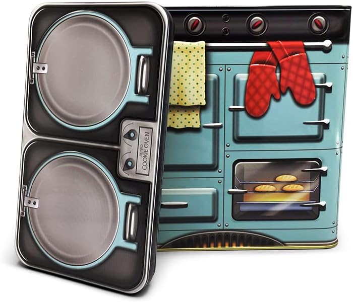 Blechdose in Retro-Stil Backofen blau, Keksdose, Aufbewahrung, ca. 18x10x22 cm Volumen: 2500 ml, Bac