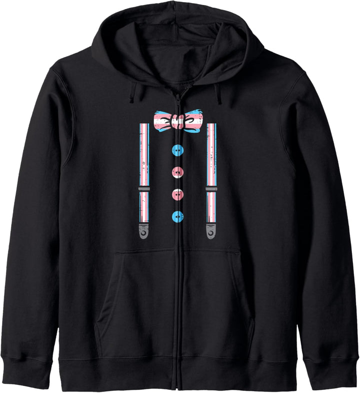 Transgender Suspenders Bow Tie Trans Pride Flag Transsexual Kapuzenjacke
