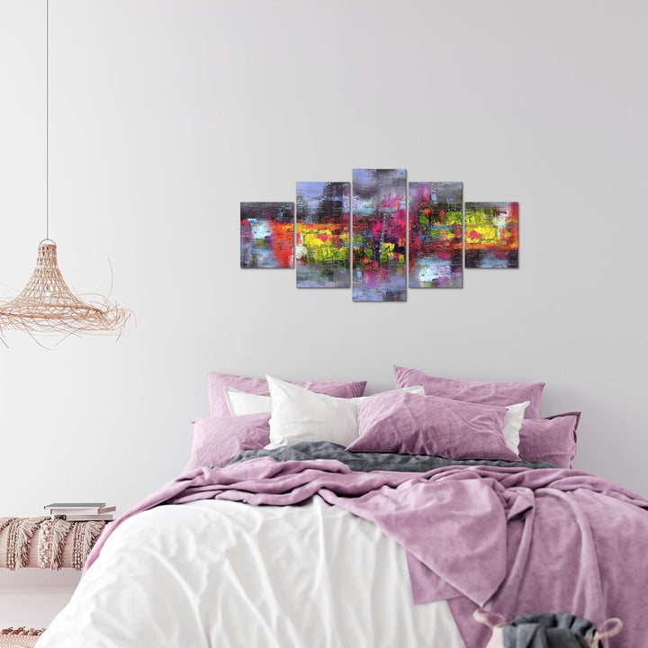Runa Art Wandbilder Abstrakt 5 Teilig Bild auf Vlies Leinwand Deko Wohnzimmer Schlafzimmer Gemälde B