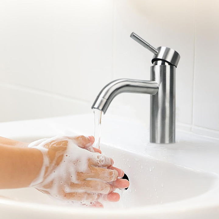 FALSKT Wasserhahn Bad SUS304 Edelstahl, Waschtischarmatur Infache Montage, Armatur Badezimmer mit 60