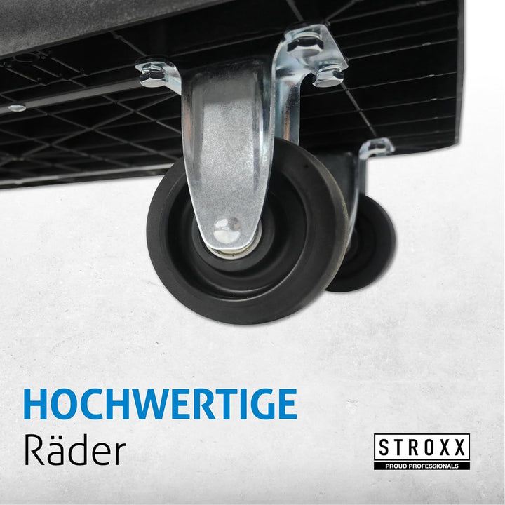 STROXX – Plattformwagen 150Kg - Extreme leicht - 740x470x930mm (LxBxH) Grosse Fläche - Transportwage