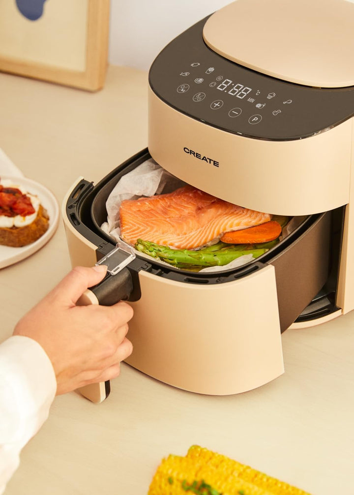 CREATE/FRYER AIR PRO COMPACT/Heissluftfritteuse 3.5L Sand / 8 Programme, Display, praktisch, leichte