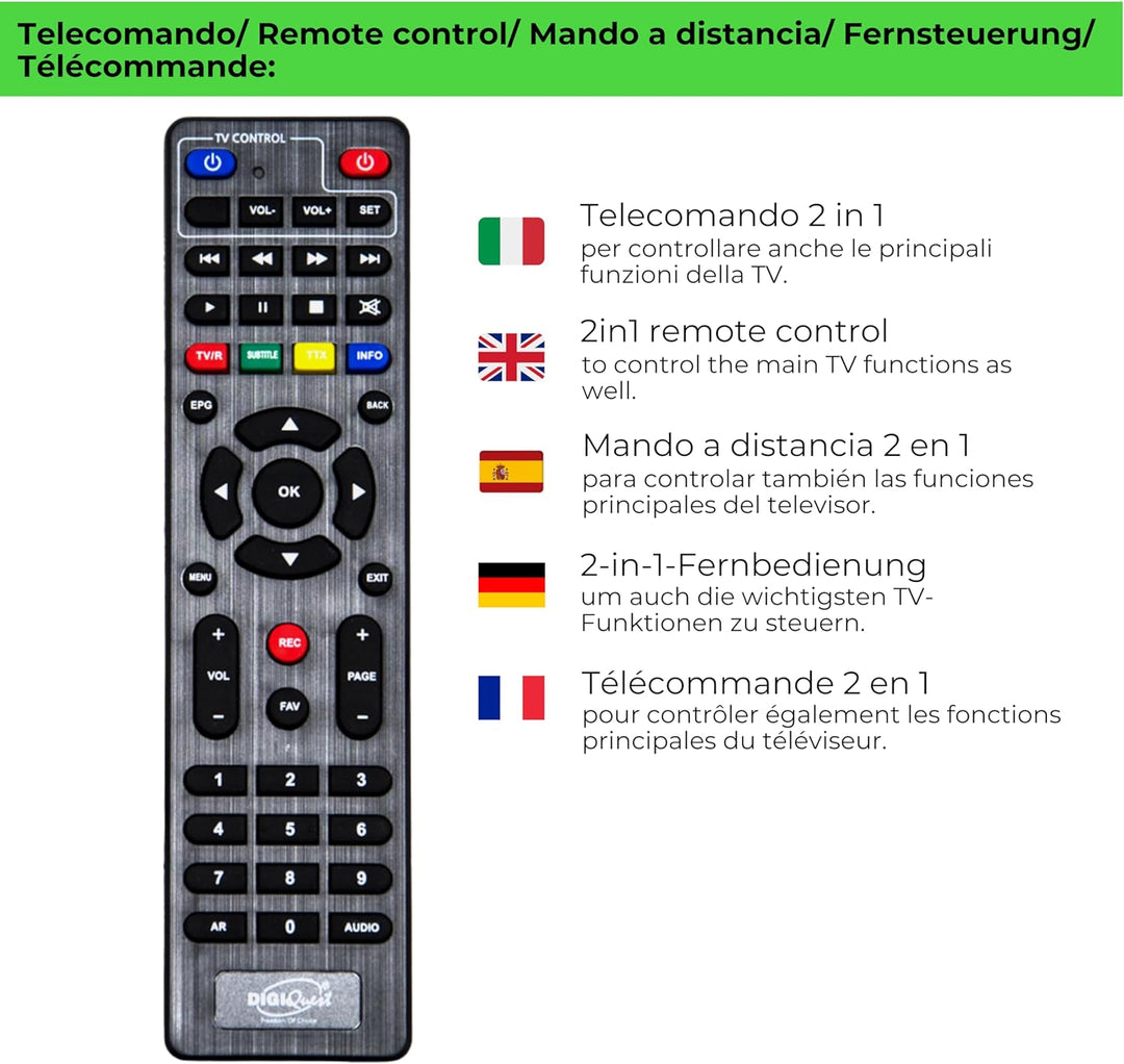 Digiquest Twin Tuner Rec - Digitaler terrestrischer Decoder DVB-T2, Full HD - Small Edition - Videor