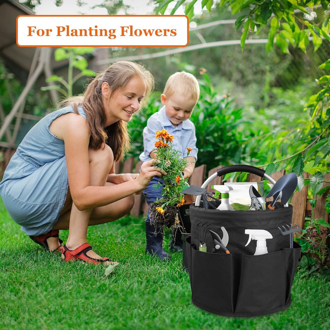 2Pack Faltbar Putzmittel Organizer, 17L Einkaufskorb mit Griff und 6 Taschen, Tragbarer Werkzeugtasc