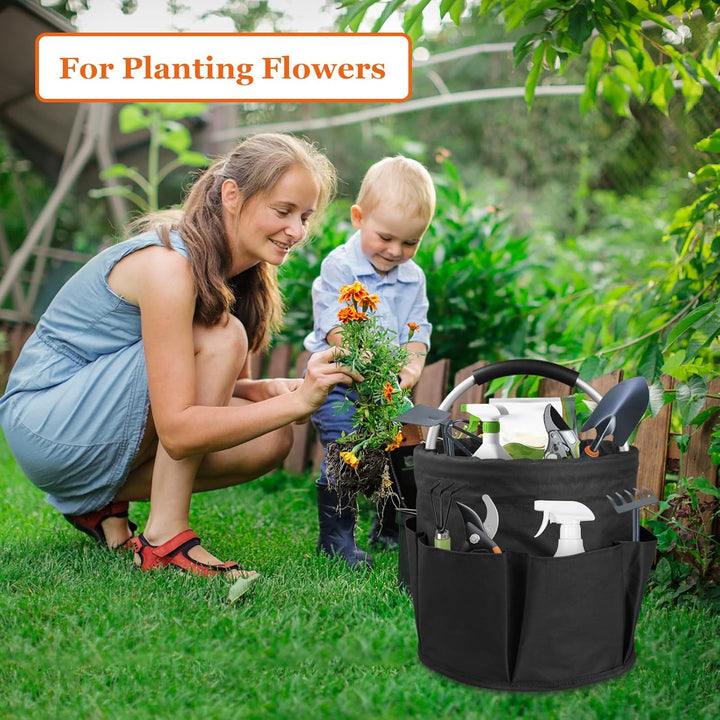 2Pack Faltbar Putzmittel Organizer, 17L Einkaufskorb mit Griff und 6 Taschen, Tragbarer Werkzeugtasc