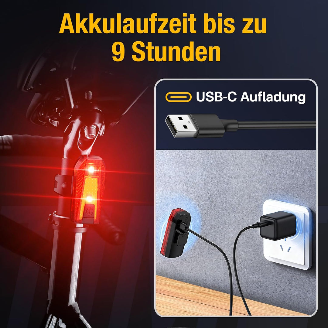 Fahrradlicht Set lichtsensor,Smart Rücklicht mit Bremslicht,Sensor Fahrradlicht StVZO Zugelassen,Int