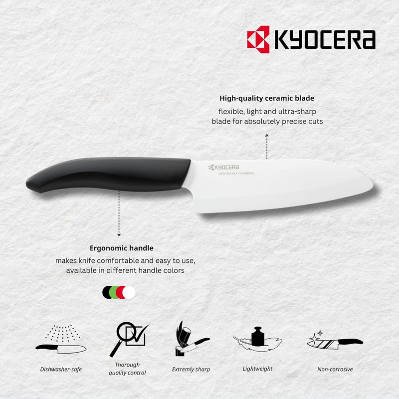 KYOCERA GEN COLOUR Obst- und Gemüse-Keramikmesser FK-110WH-RD Allzweckmesser mit extrem scharfer Ker