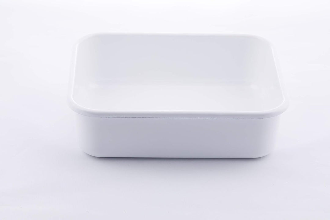 Honeyware 87006 Auflaufform / Backform aus Emaille, flach, mit Aroma-Deckel, Ofenform für kleine Auf