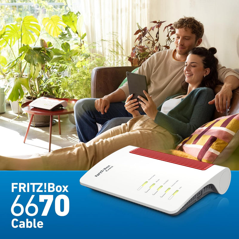 AVM FRITZ!Box 6670 Cable (DOCSIS-3.1-Kabelmodem, 2x2 Wi-Fi 7 mit 2.880 MBit/s (5 GHz) und 720 MBit/s