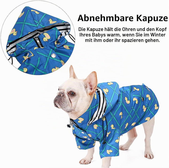 MOREZI Hunderegenmantel, mit Reissverschluss und reflektierenden Knöpfen, Regen-/wasserdicht, Verste