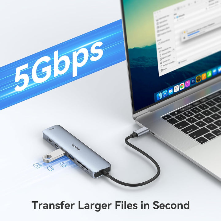 MOKiN USB C Hub Type C Adapter 6 in 1 USB-C Hub mit HDMI 4K@30Hz, 2*USB 3.0 Ports/1*USB 2.0 Anschlüs