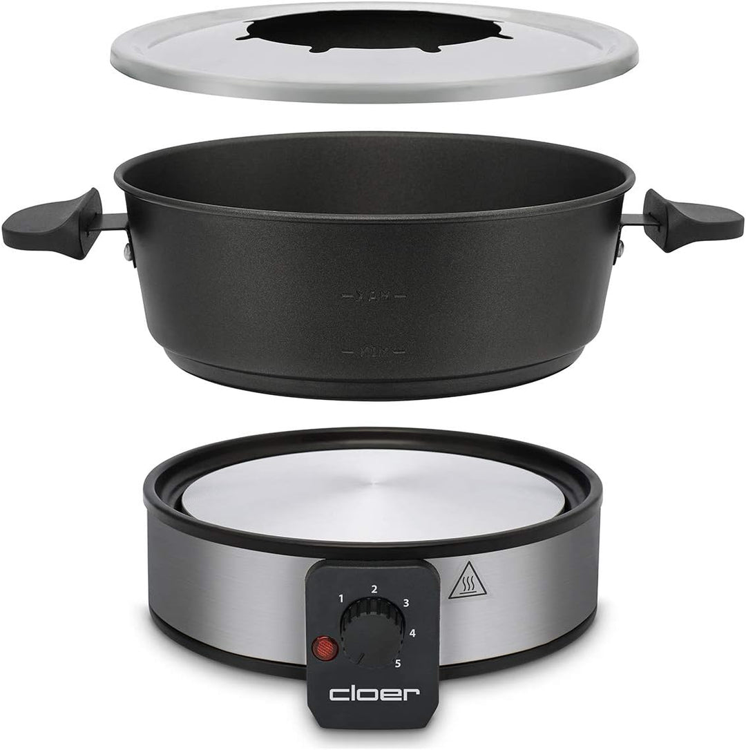 Cloer 6679 Fondue für 8 Personen, beschichteter Aluminiumtopf, inklusive Spritzschutz, 8 farbig mark