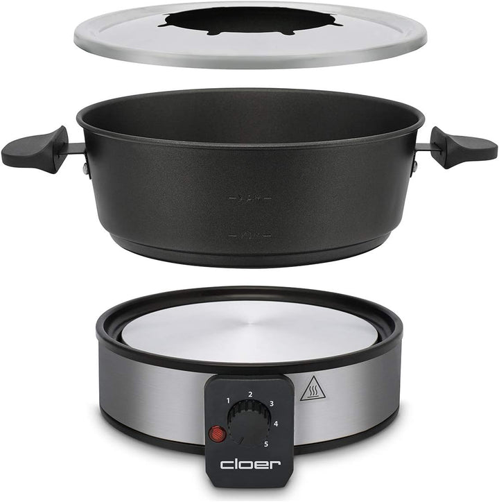 Cloer 6679 Fondue für 8 Personen, beschichteter Aluminiumtopf, inklusive Spritzschutz, 8 farbig mark