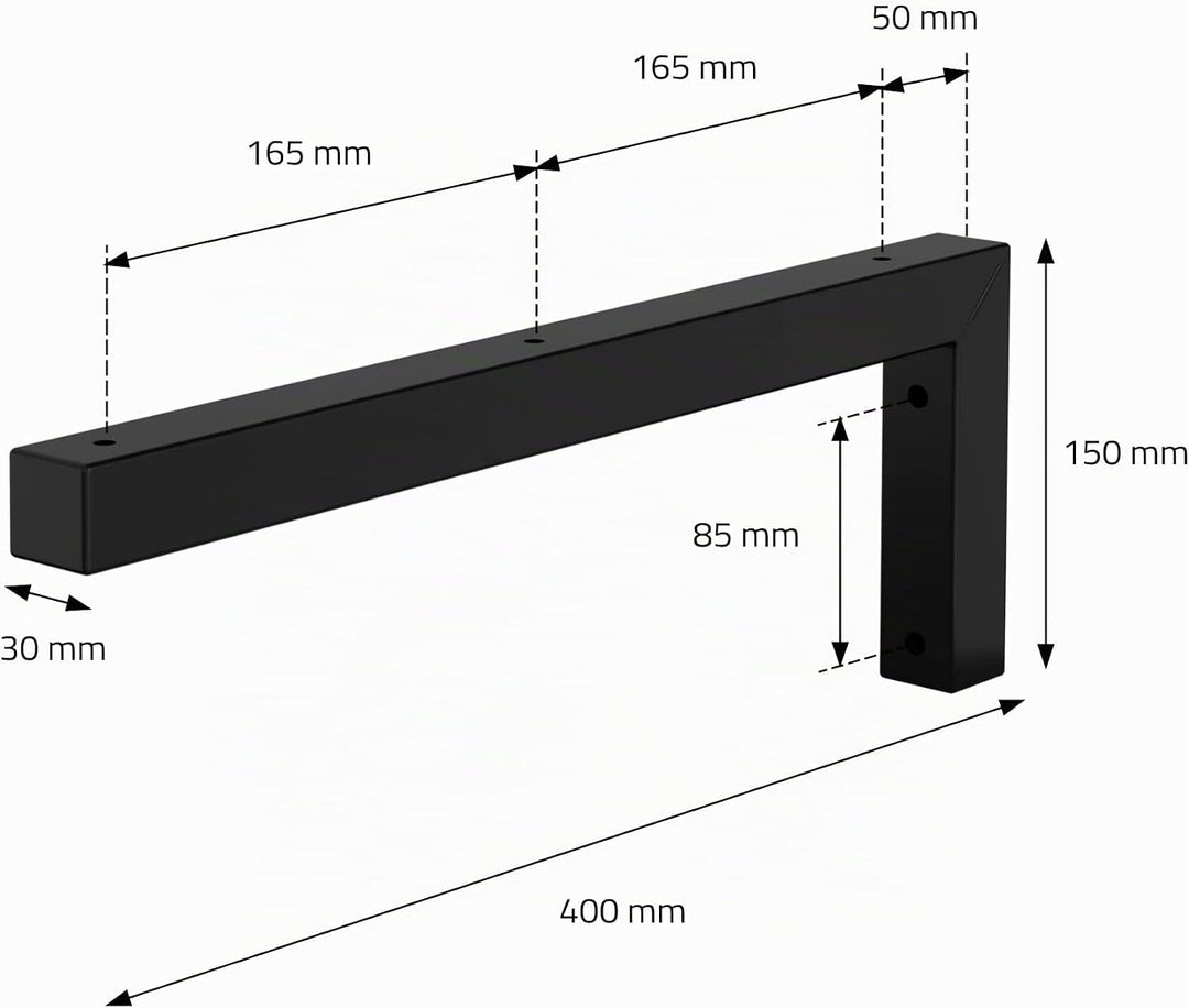 ML-Design 2er Set Wandkonsole Winkel L-Form für Waschtisch, 400x150 mm Schwarz Stahl, Design Waschti