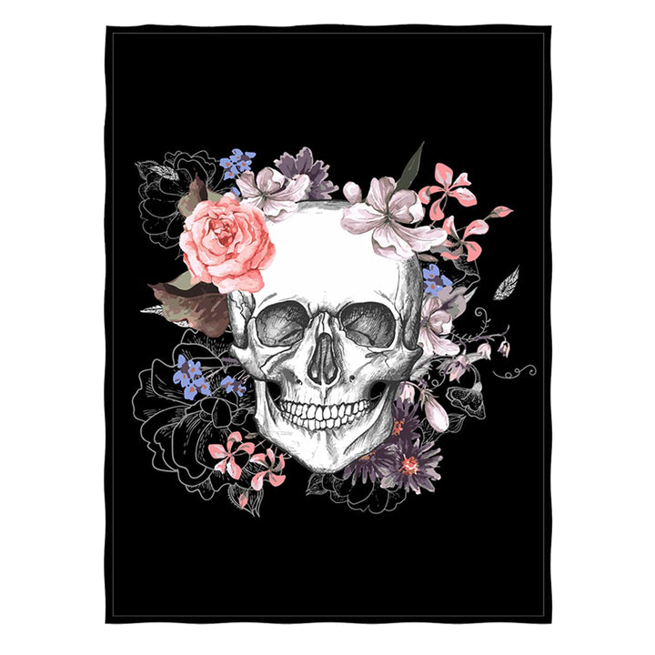 Totenkopf-Überwurfdecke, Zuckerschädel und Blumen, warme Fleecedecke für Sofa, Couch, Bett, Stuhl fü