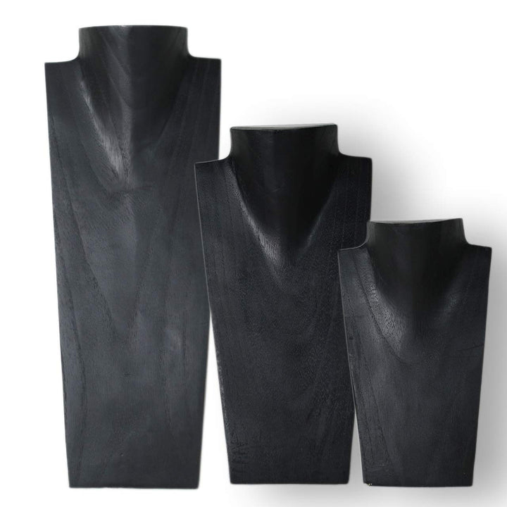 ART-CRAFT Halskettenständer Schmuckständer Halskettendisplay Schmuckbüste aus Holz schwarz 3er Set 2