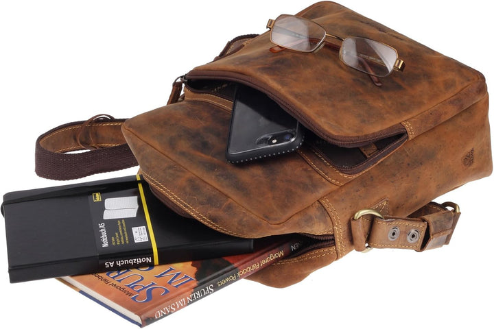 Greenburry Vintage Reporter Umhängetasche Leder 24 cm