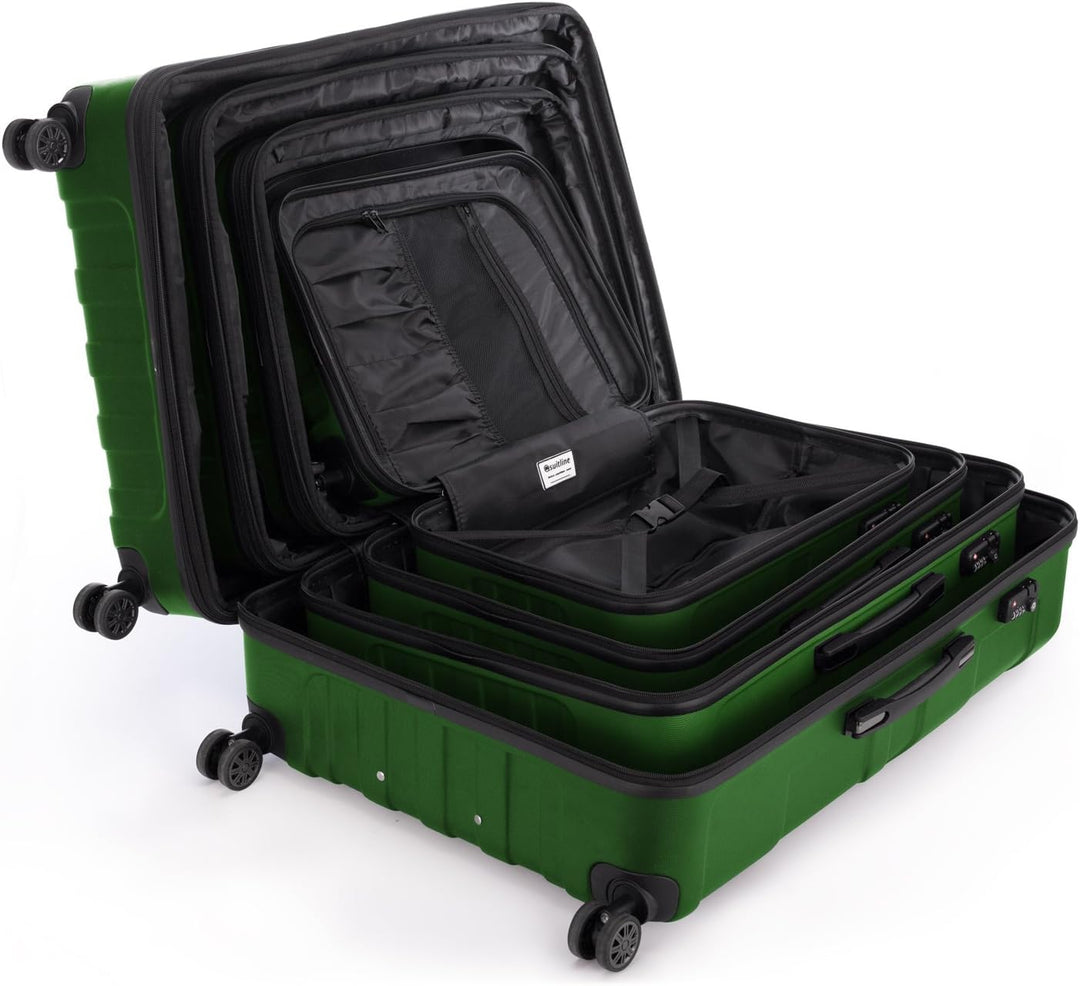 Suitline – 4er Set aus Handgepäck, mittelgrosser Koffer, grosser Hartschalen-Koffer, übergrosser Rei