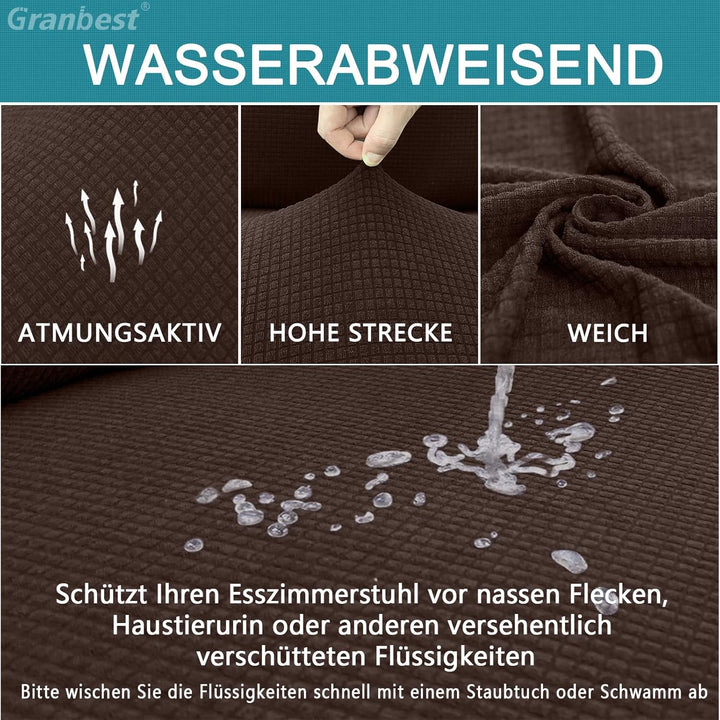 Granbest Premium Wasserdicht Esszimmerstuhl Abdeckungen Satz Von 6, Elastische Hohe Zurück Stuhlhuss