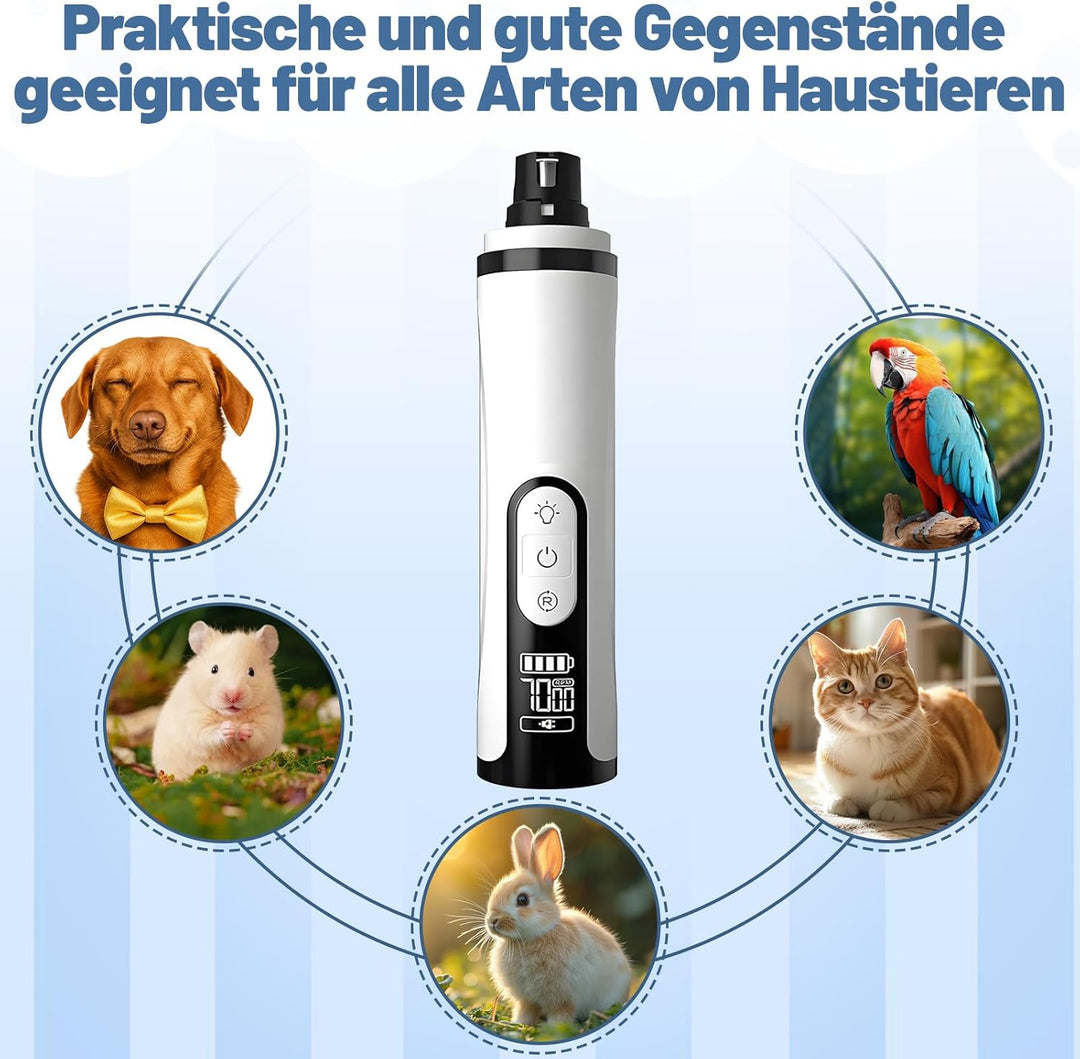 Pro Hunde Krallenschleifer - Pfotentrimmer für Hunde mit 3 Schleifköpfen, Krallenschleifer für Hunde