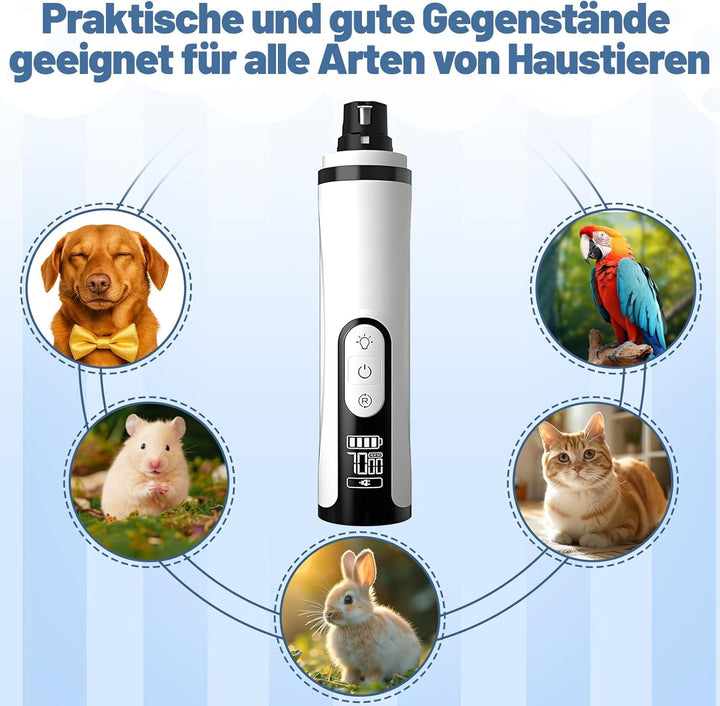 Pro Hunde Krallenschleifer - Pfotentrimmer für Hunde mit 3 Schleifköpfen, Krallenschleifer für Hunde