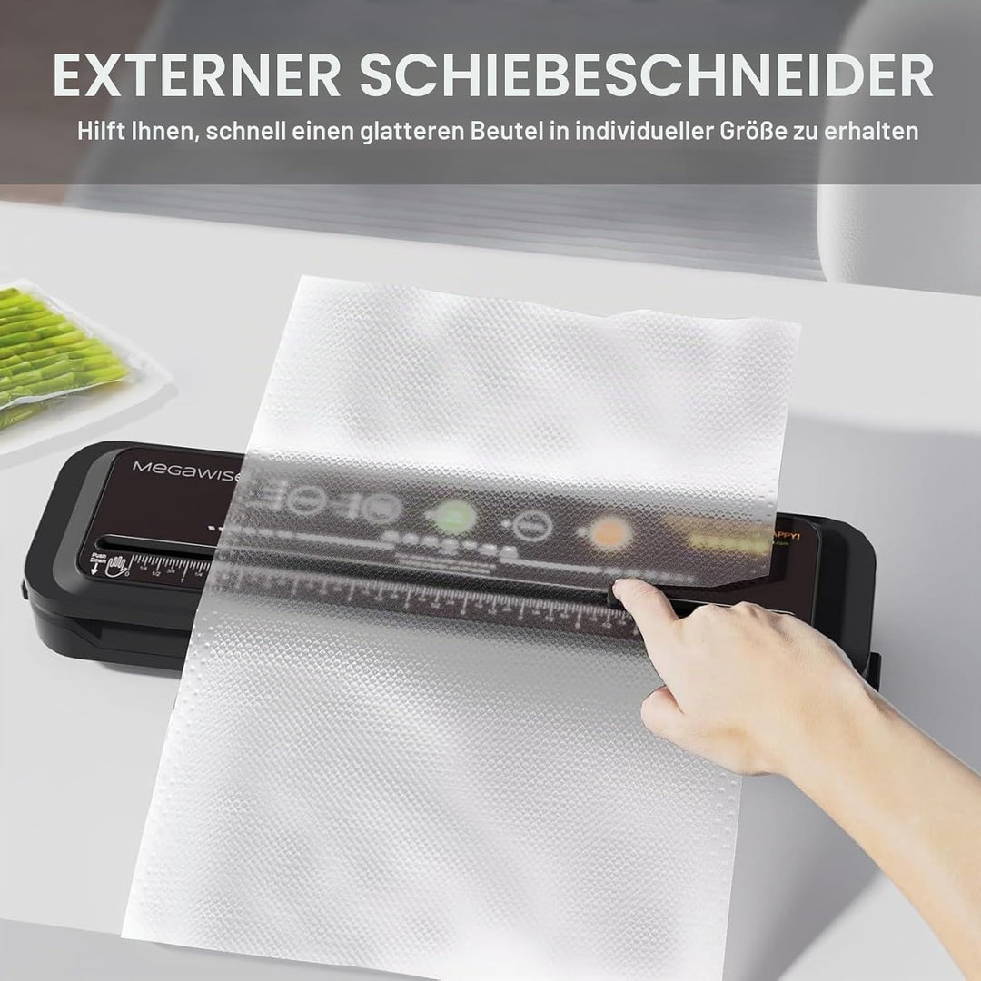 MegaWise Vakuumiermaschine, 2025 aktualisiert, 80 kPa Saugleistung, Beutel und Schneider im Lieferum