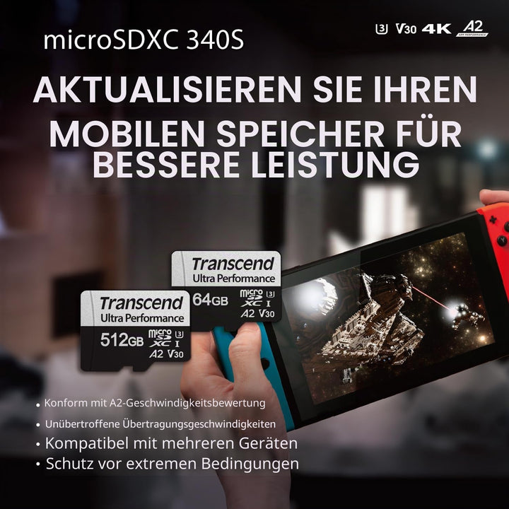 Transcend 256Go microSD mit Adapter UHS-I, TS256GUSD340S 256GB, 256GB