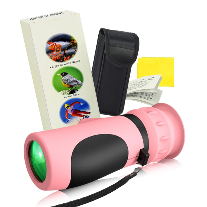 Raisand Rosa Fernrohr Kinder, Tragbares Monokulares Binoculars Mit Klarer Sicht, Fernglas Mit 8–12-F