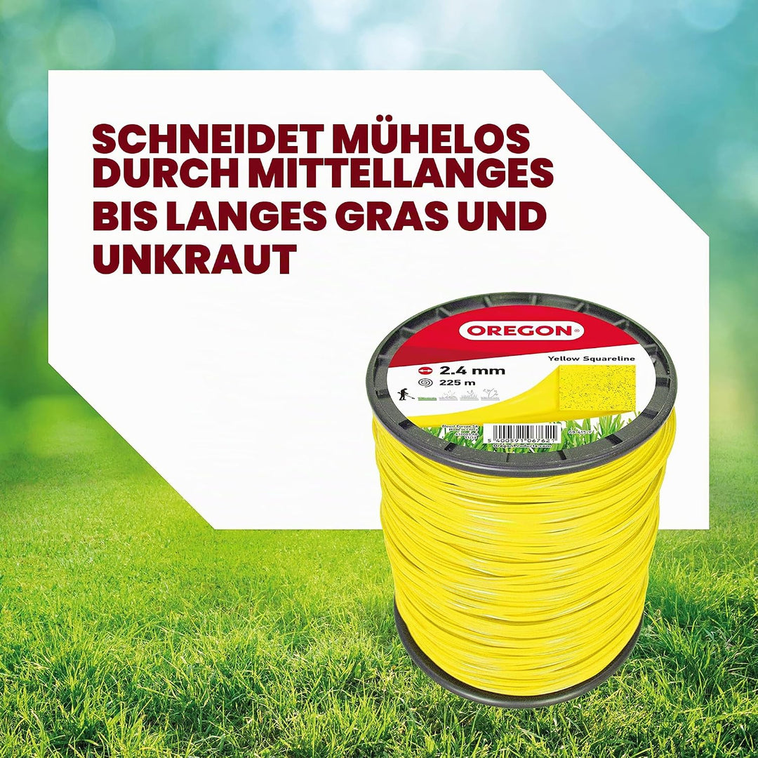 Oregon Gelb Quadratischer Trimmerfaden, für Rasentrimmer und Freischneider, professionelles Nylon, p