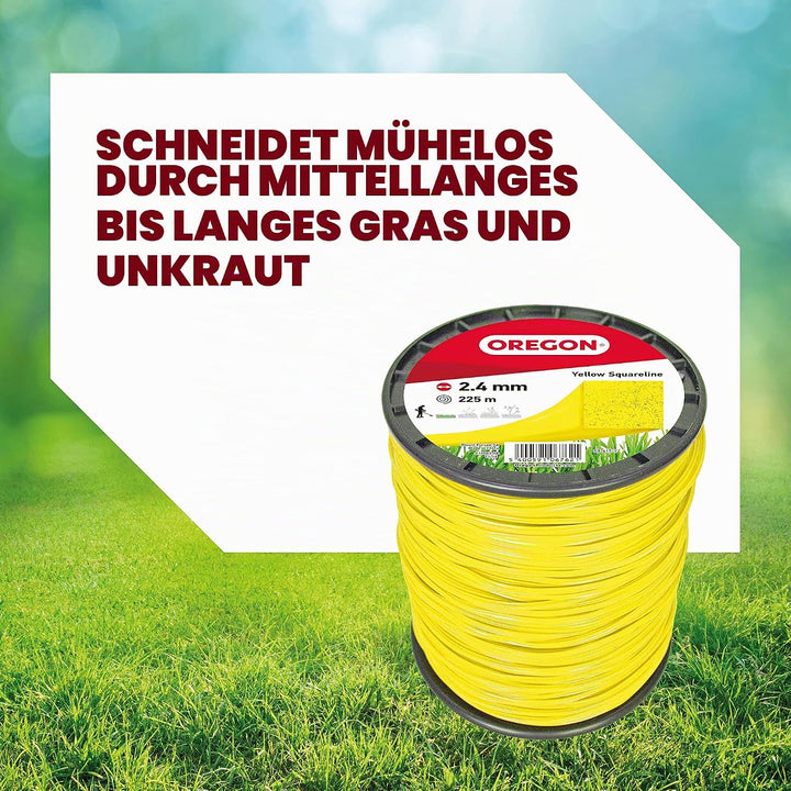 Oregon Gelb Quadratischer Trimmerfaden, für Rasentrimmer und Freischneider, professionelles Nylon, p