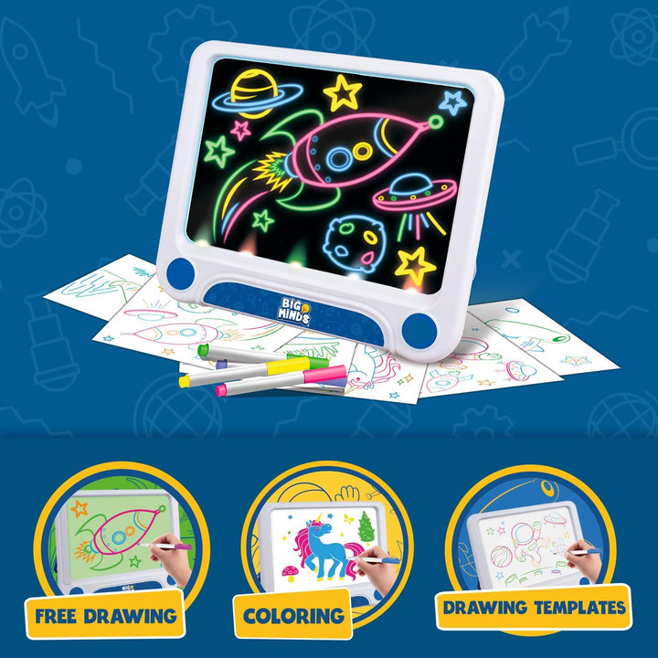 Big Minds - Magische LED-Tafel | Schreibtafel Kinder 3 in 1 LED Maltafel Kinder | Schreibtafel mit L