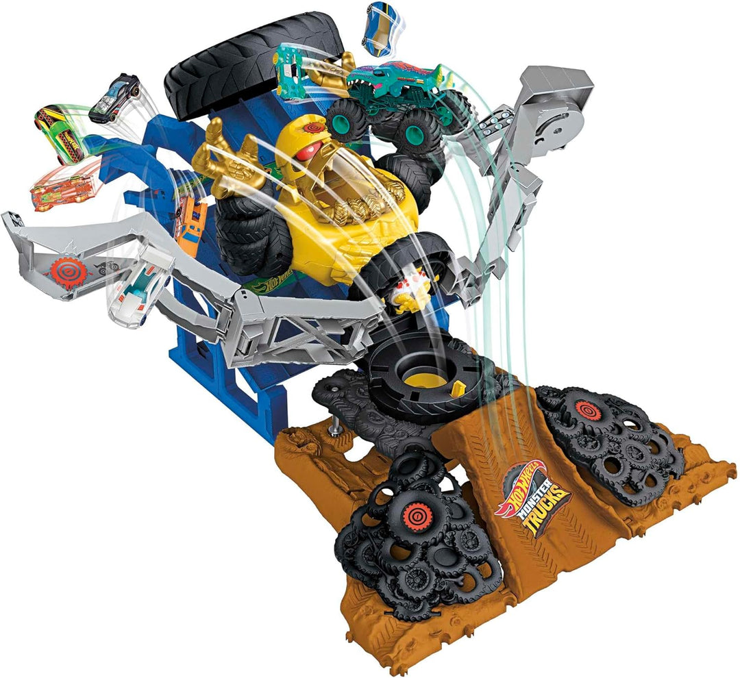 HOT WHEELS Monster Trucks - Arena Smashers Mega-Wrex vs. Crushzilla Takedown, Interaktives Spielset,
