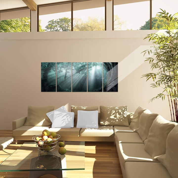 Runa Art Bild Wald Landschaft Wandbilder auf Vlies Leinwand 5 Teilig Wanddekoration Schlafzimmer Woh