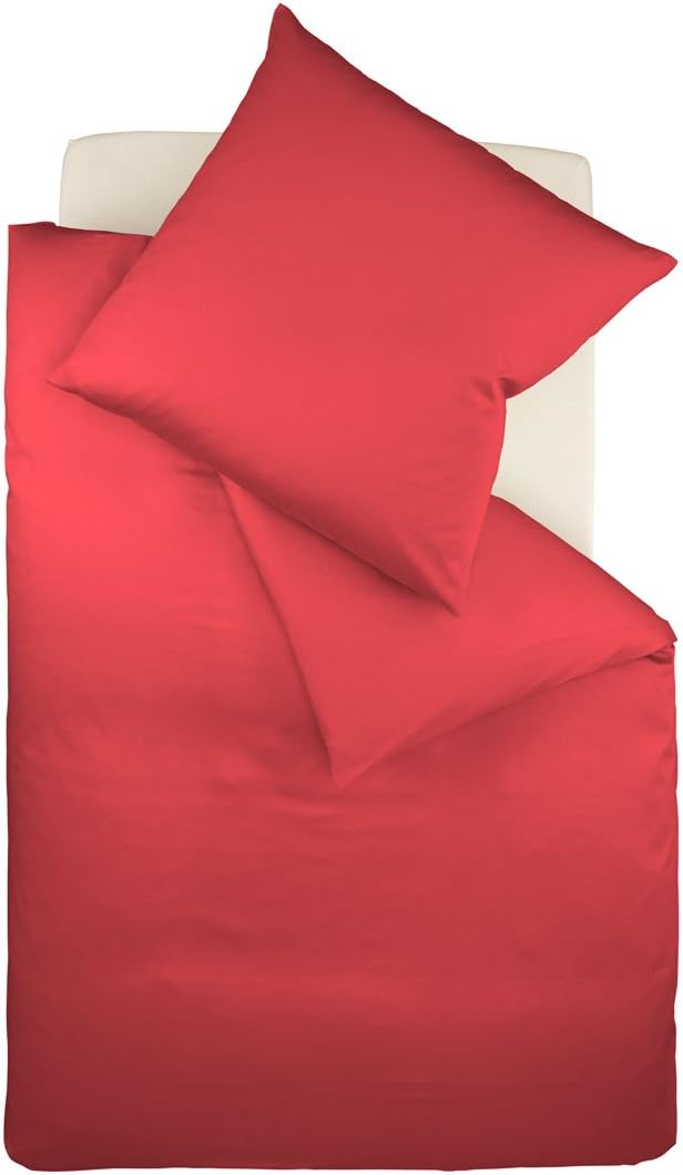 Fleuresse Colours Bettwäsche, Uni-Mako-Satin, rot, 155 x 220 cm Kirsche 155/220 Uni, Kirsche 155/220