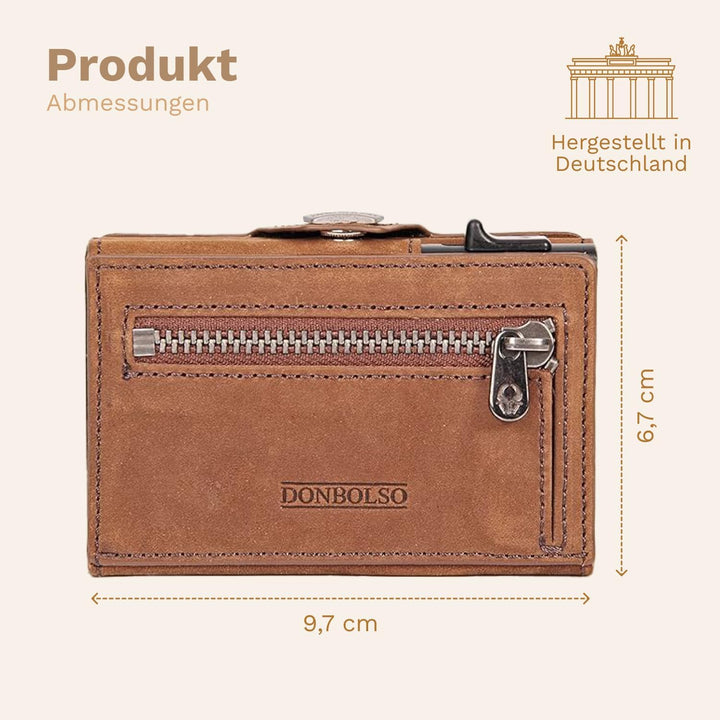 DONBOLSO Wallet Flip I Slim mit Flipcase I Leder Geldbeutel mit RFID Schutz I Schmale Geldbörse mit