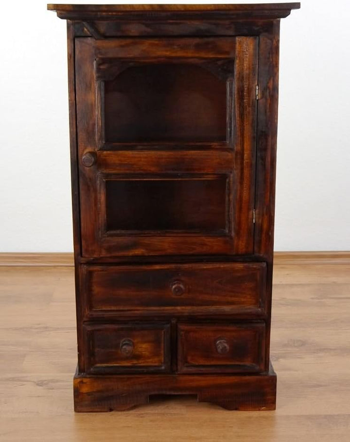 livasia Kleine Vitrine aus Bali mit DREI Schubladen | Bali Kommode | Schrank im Landhausstil | Wohnz